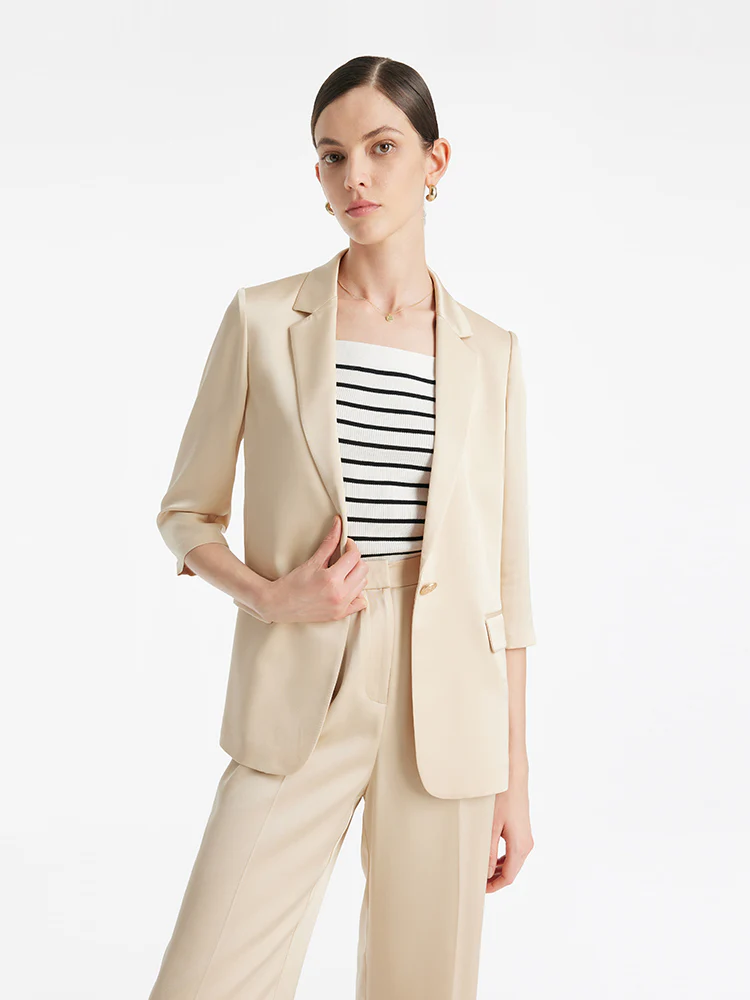 Acetate One Button Women Blazer - Image 3