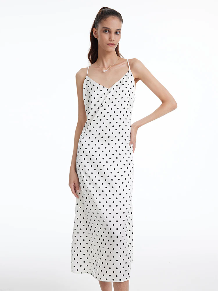 Polka Dots Spaghetti Strap Slip Maxi Dress - Image 3