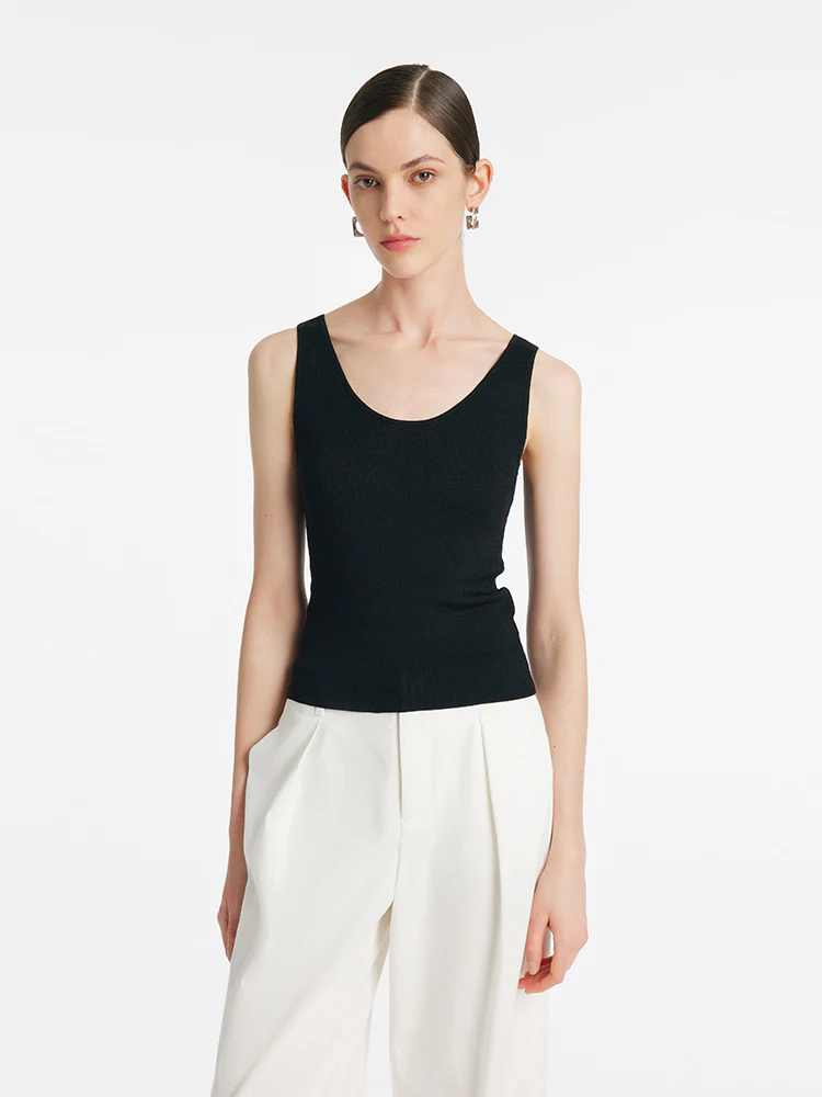 Acetate Round Neck Women Knitted Vest