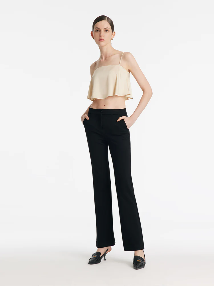 Acetate Ruffle Women Crop Camisole With Chest Pads - Image 2