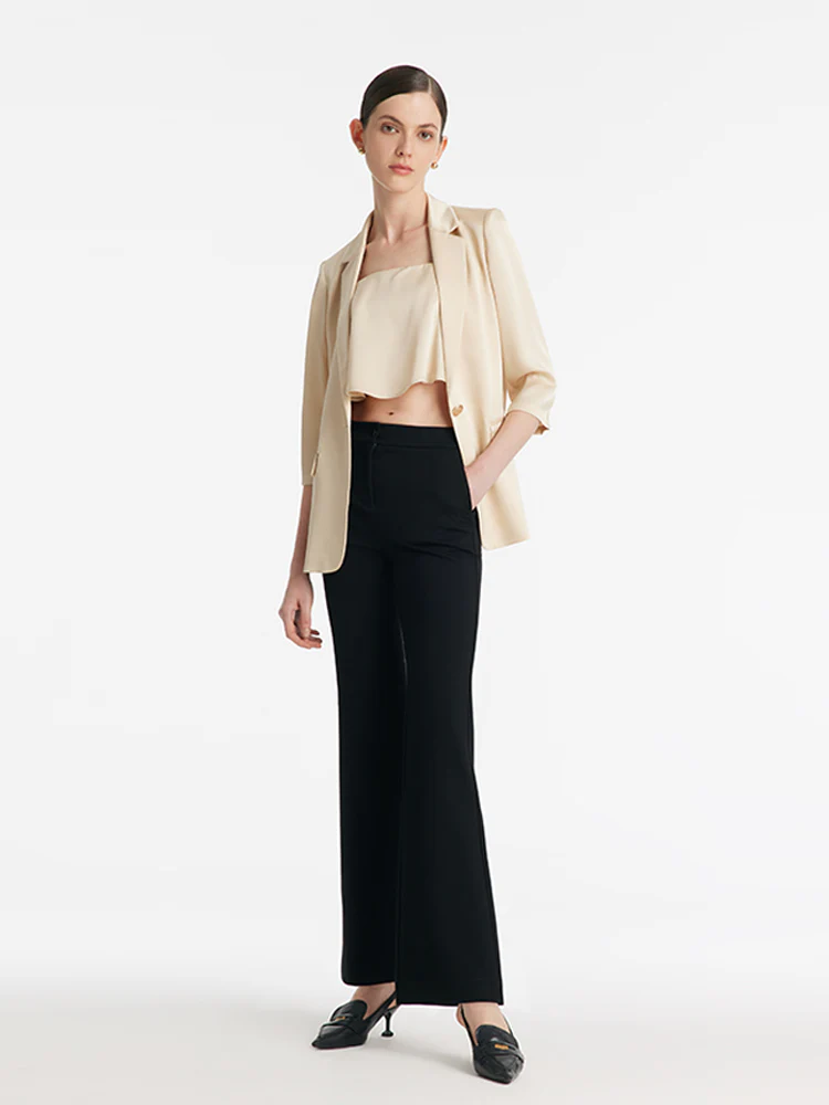 Acetate Ruffle Women Crop Camisole With Chest Pads - Image 3