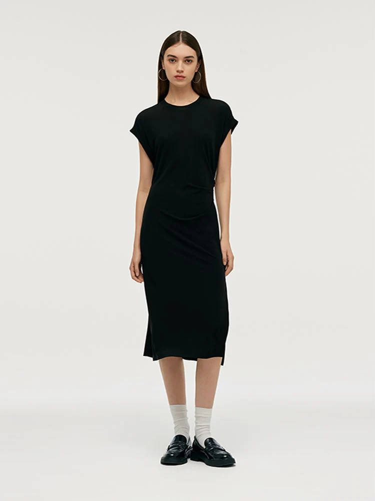 Acetate Side Slit Women Midi Dress - Image 2