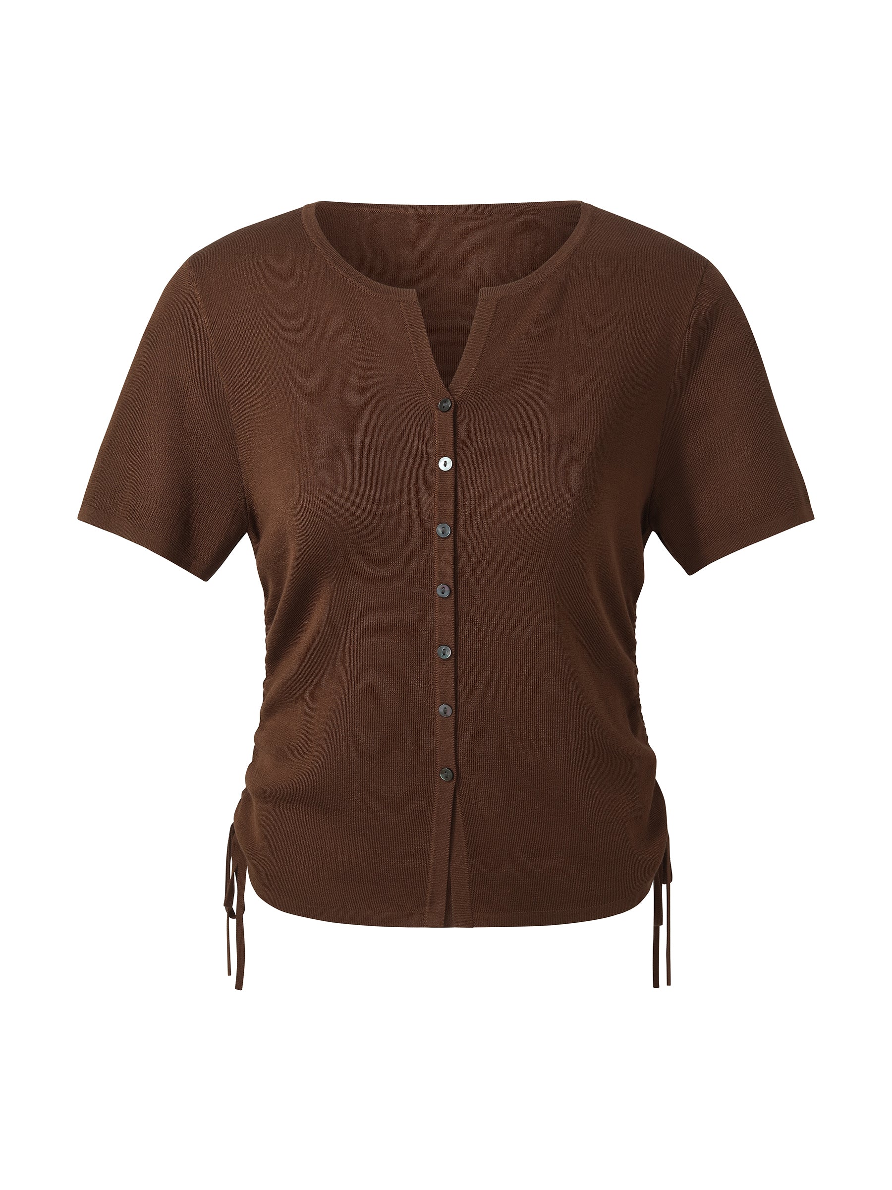 Acetate Tencel Blend Side Drawstring Women Knit Top - Image 7