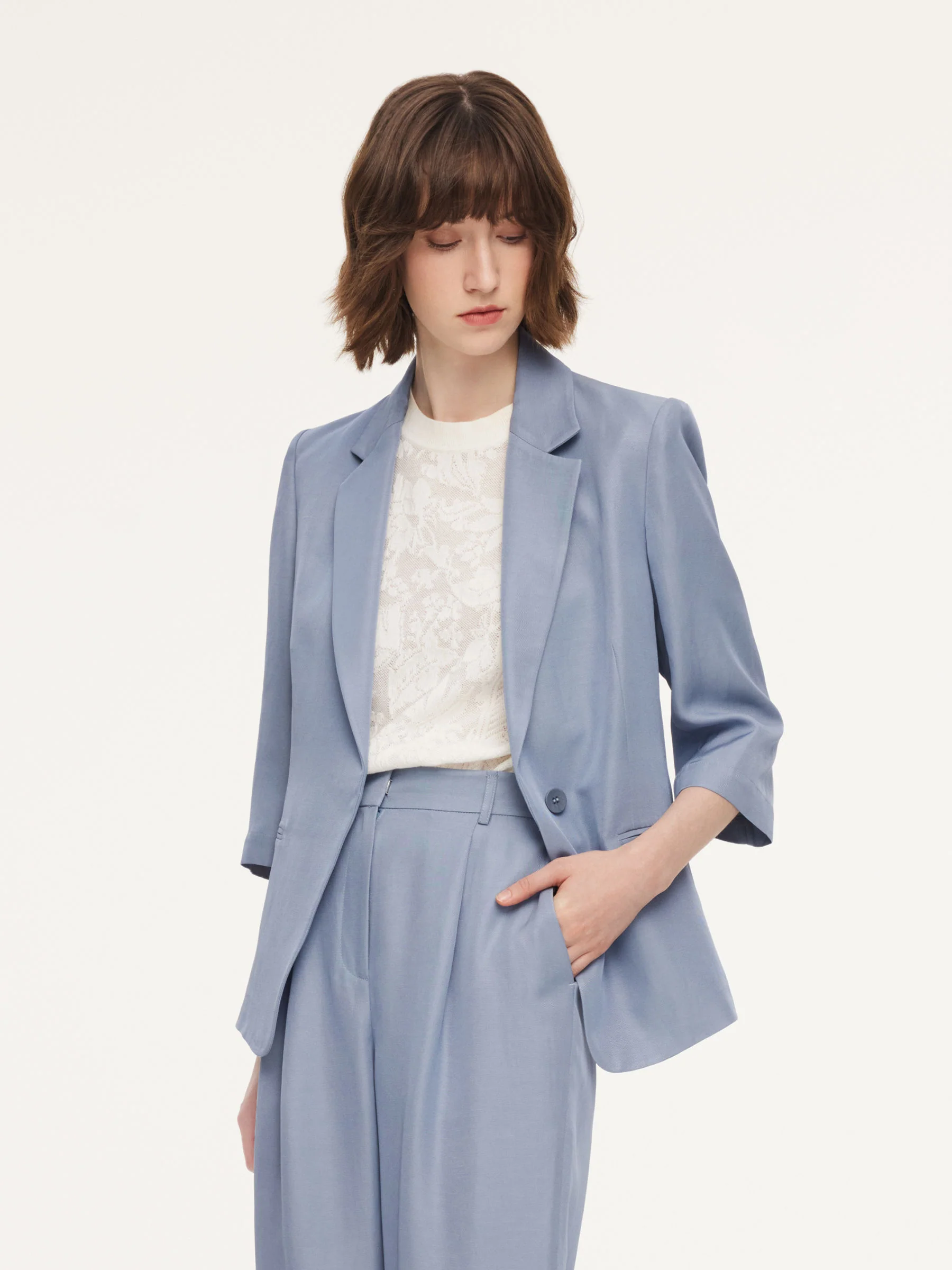 Acetate Tencel Linen Blend Women Blazer - Image 4