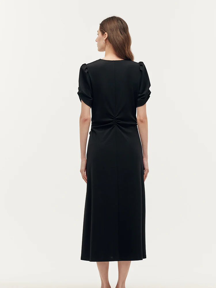 Acetate Twist Front Women Knit Maxi Dress With Hairband - Image 3