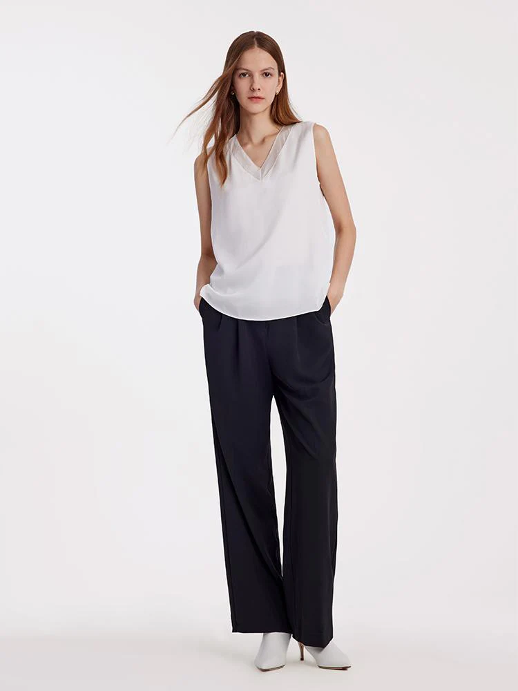White Acetate V-Neck Tank Top - Image 3
