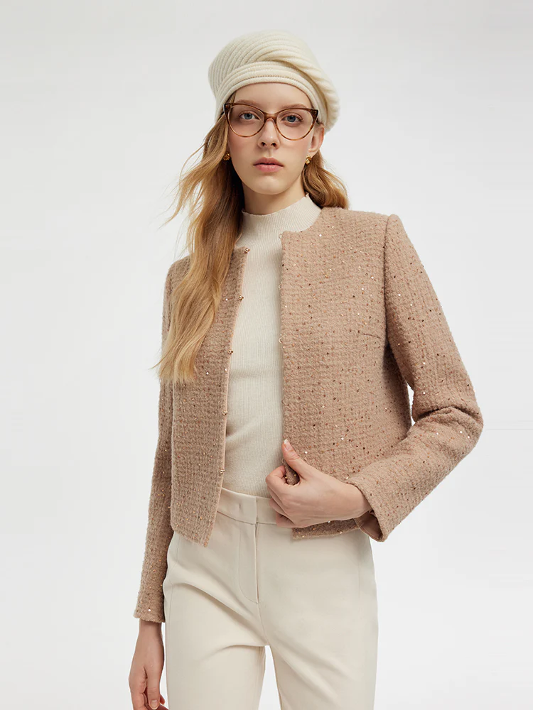 Alpaca And Wool Tweed Women Crop Jacket - Image 5