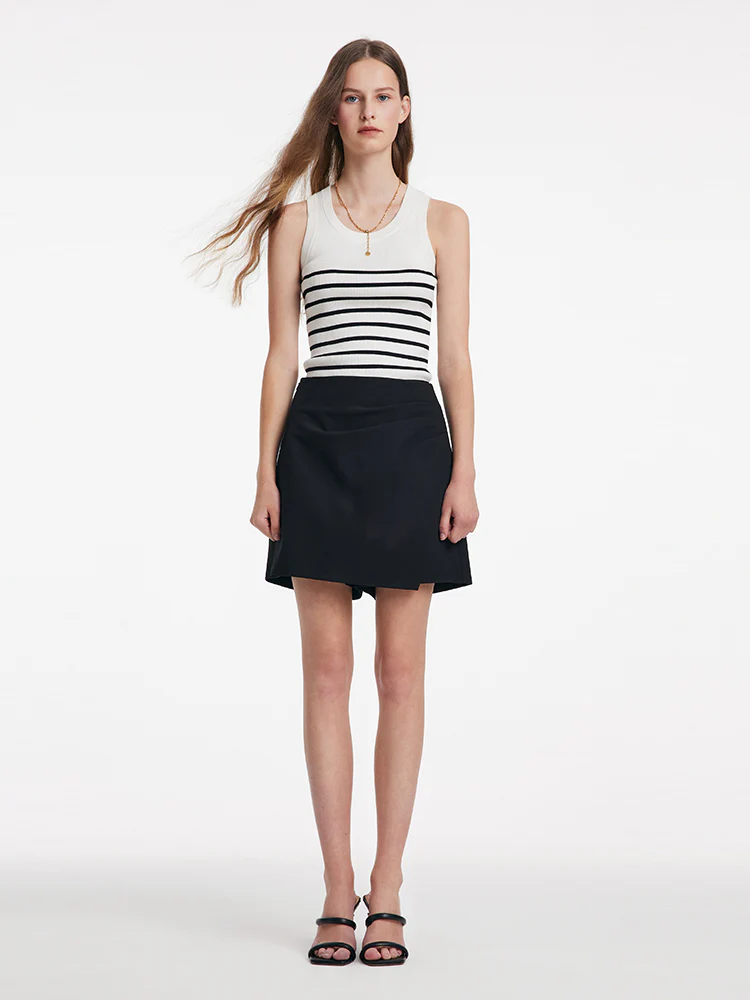 Asymmetric Ruched A-Line Skort - Image 2