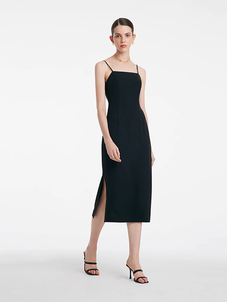 Back Twisted Spaghetti Strap Dress With Detachable Bra Pads - Image 3