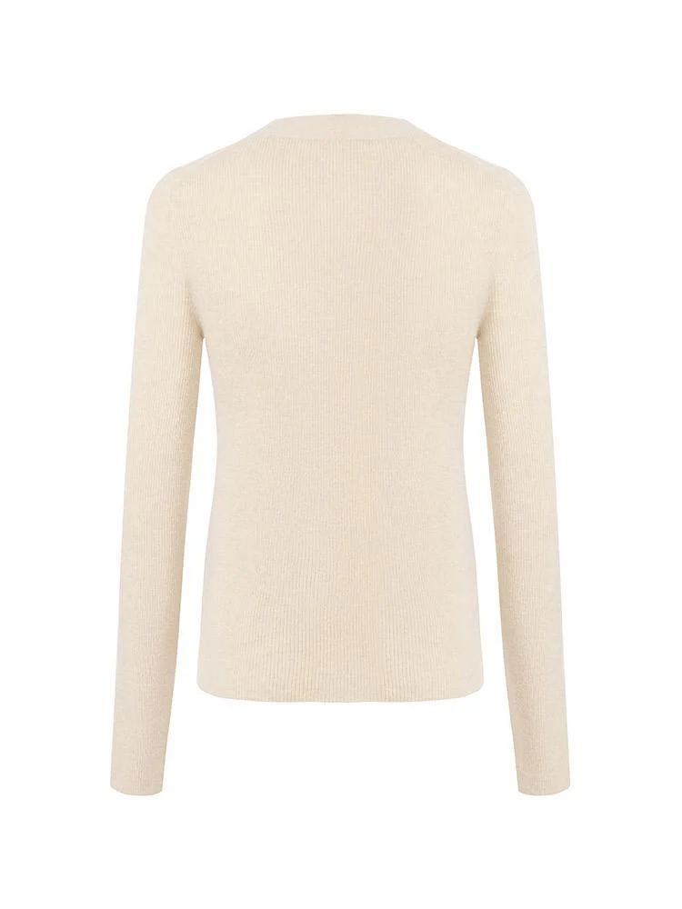 Beige Seamless Cashmere Lady Cardigan - Image 9