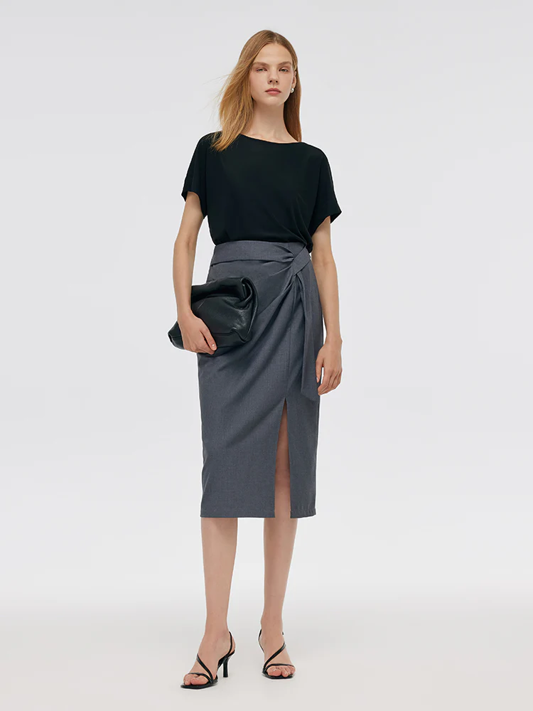 Black Acetate Top And Skirt Two-Piece Set - Image 2