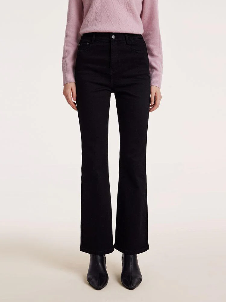 Black Ankle Length Flared Jeans - Image 3