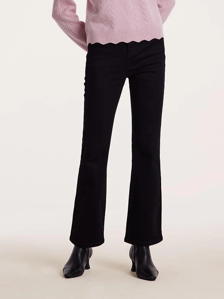 Black Ankle Length Flared Jeans - Image 4