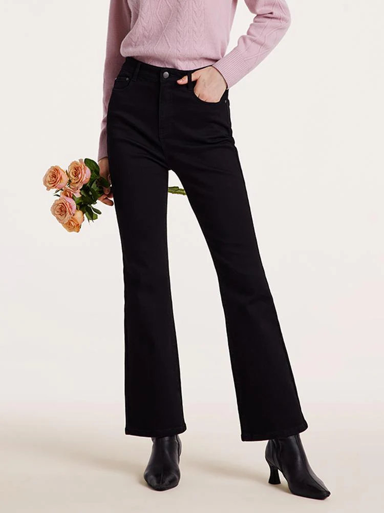 Black Ankle Length Flared Jeans - Image 5