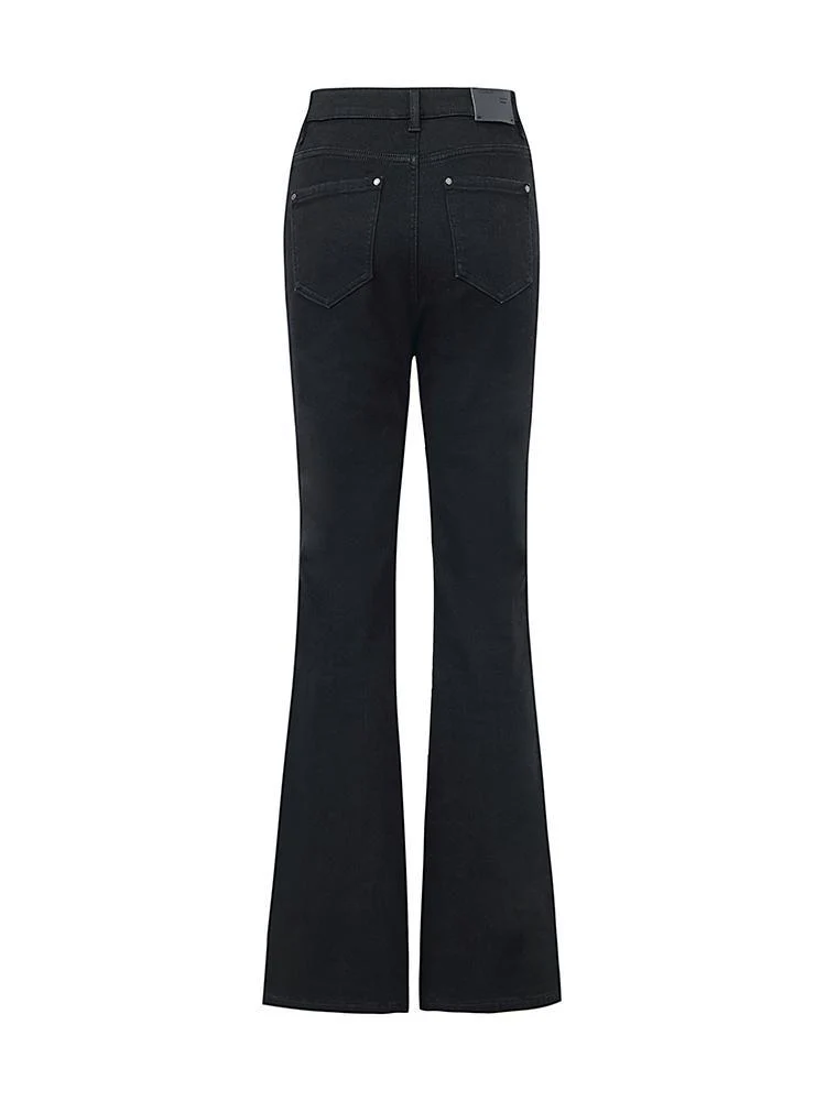 Black Ankle Length Flared Jeans - Image 9