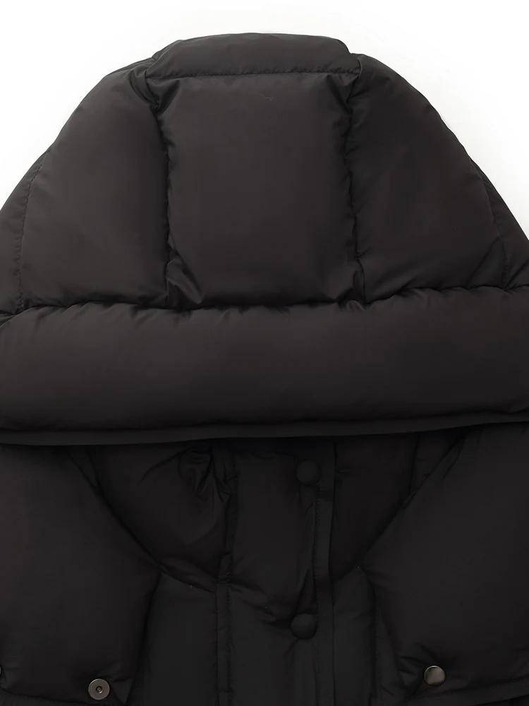 Black Hooded Goose Down Coat - Image 11