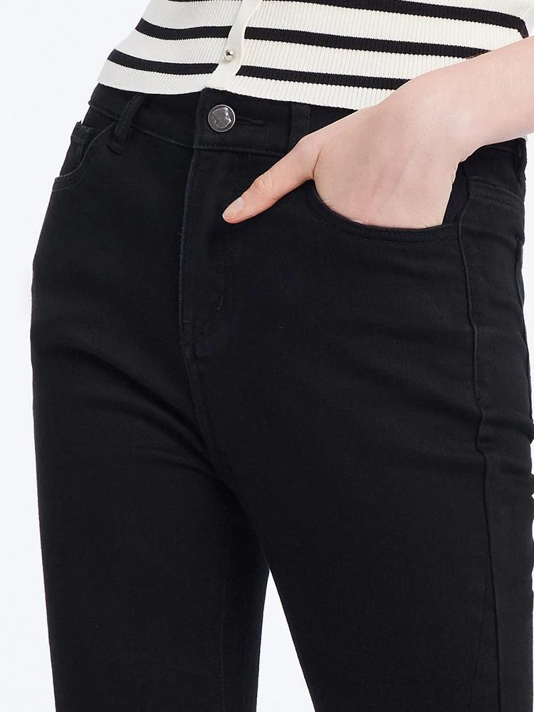 Black Split Hem Flare Jeans - Image 7