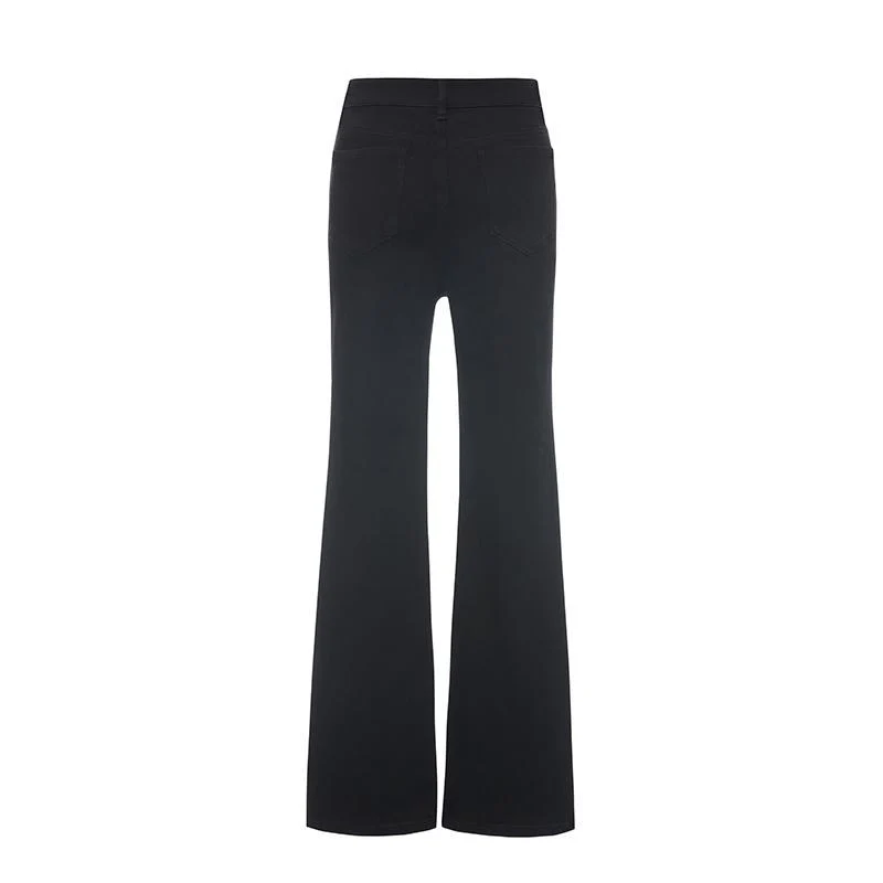 Black Split Hem Flare Jeans - Image 9
