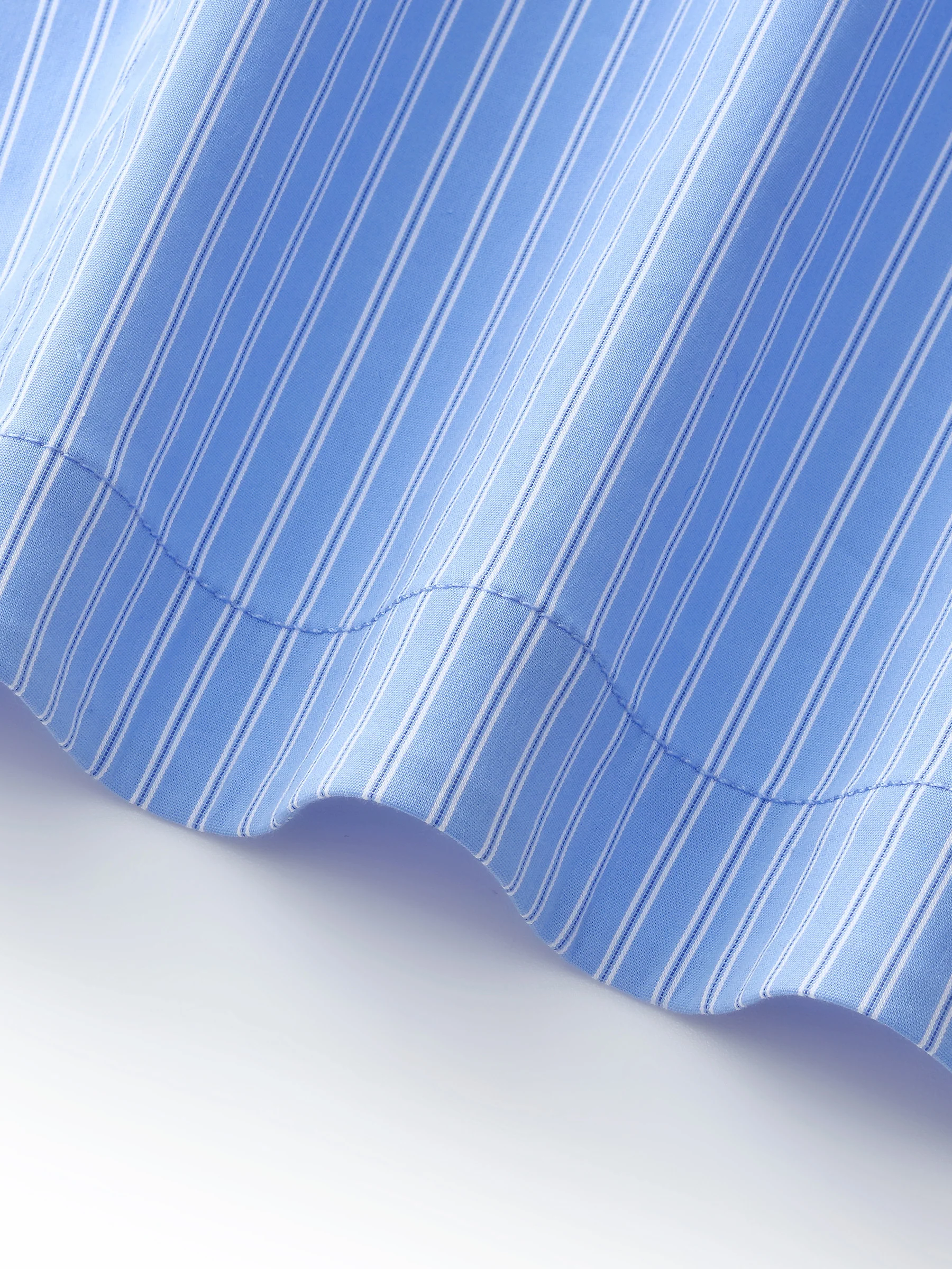 Blue And White Stripe Women Long Sleeve Shirt - Image 8