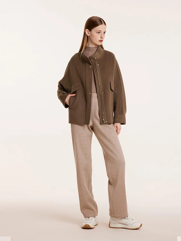 Brown Tencel Wool Mid-Length Jacket - Image 2