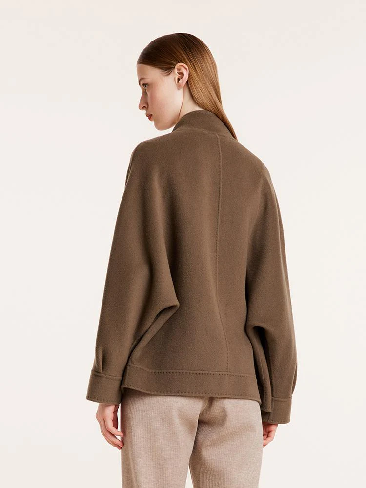 Brown Tencel Wool Mid-Length Jacket - Image 6