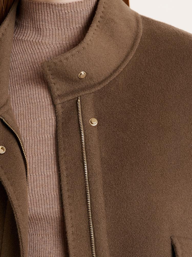 Brown Tencel Wool Mid-Length Jacket - Image 7