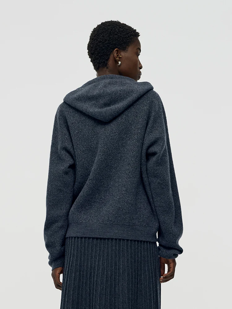 100% Brushed Wool Zip-Up Unisex Hoodie - Image 9