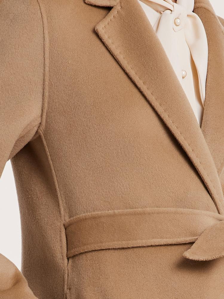 Camel Wool Double-Faced Notched Lapel Women Coat - Image 7