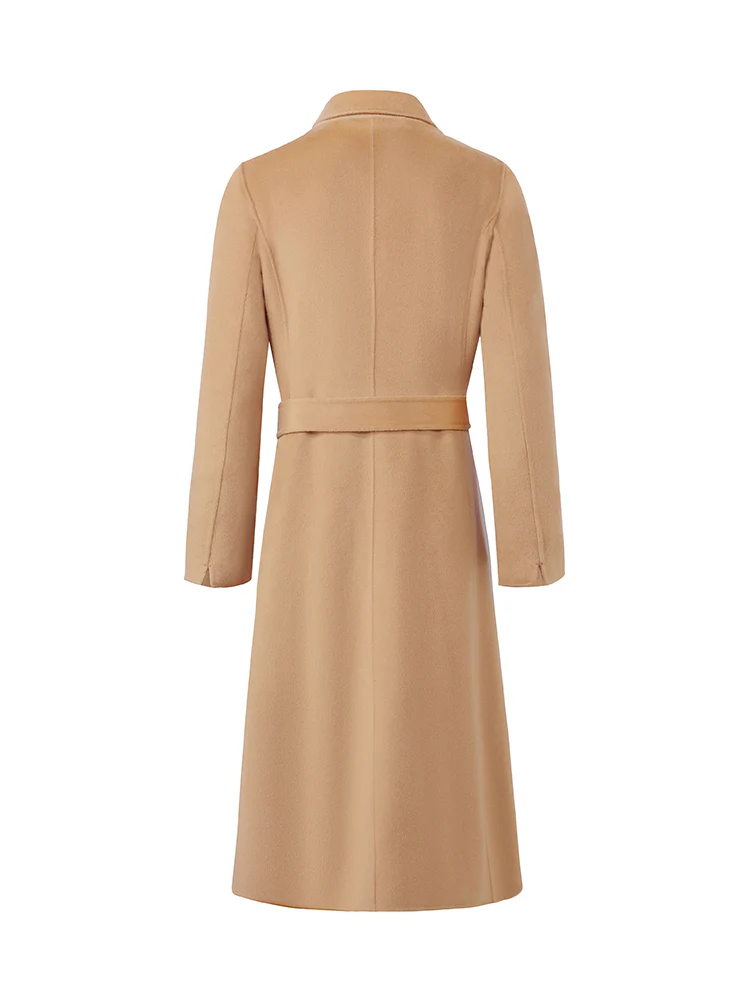 Camel Wool Double-Faced Notched Lapel Women Coat - Image 9