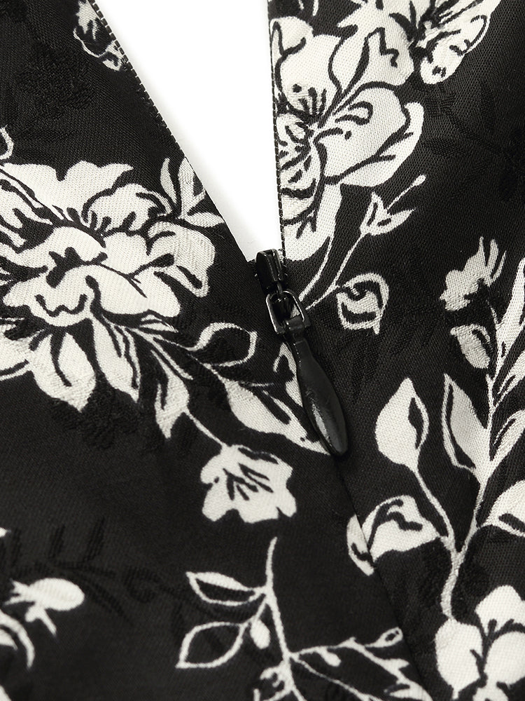Camellia Print Spaghetti Strap Women Midi Dress - Image 13