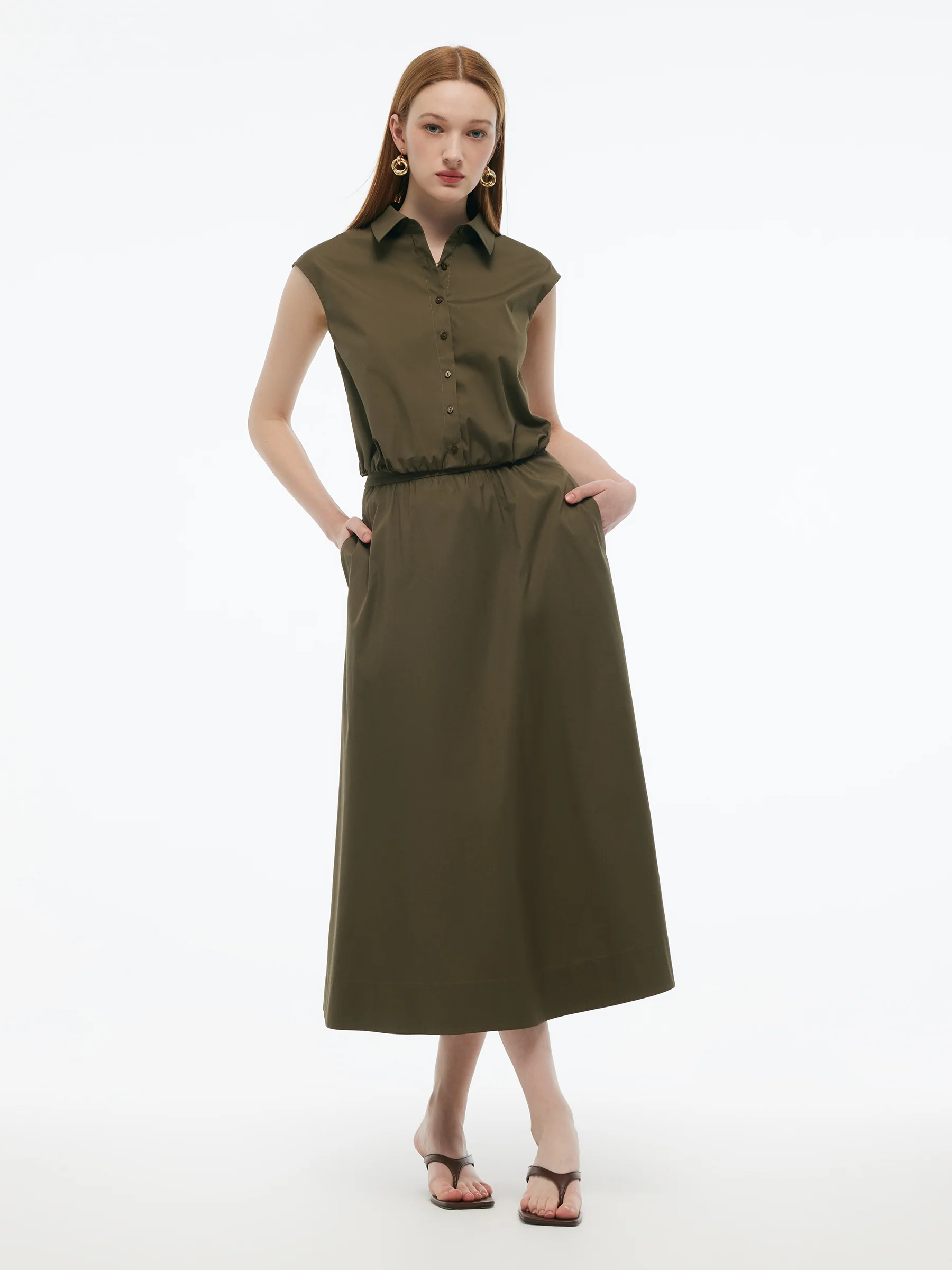 Cap Sleeve Elastic Hem Top And A-Line Skirt Two-Piece Set - Image 2