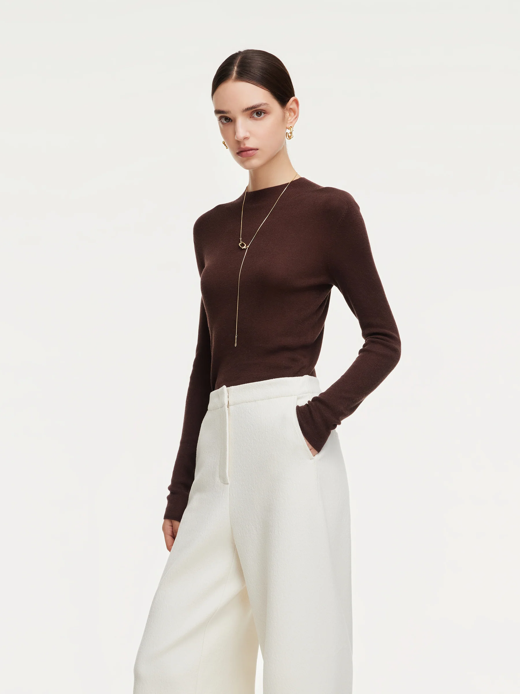 Cashmere Mulberry Silk Tencel Blend Women Knit Top - Image 9