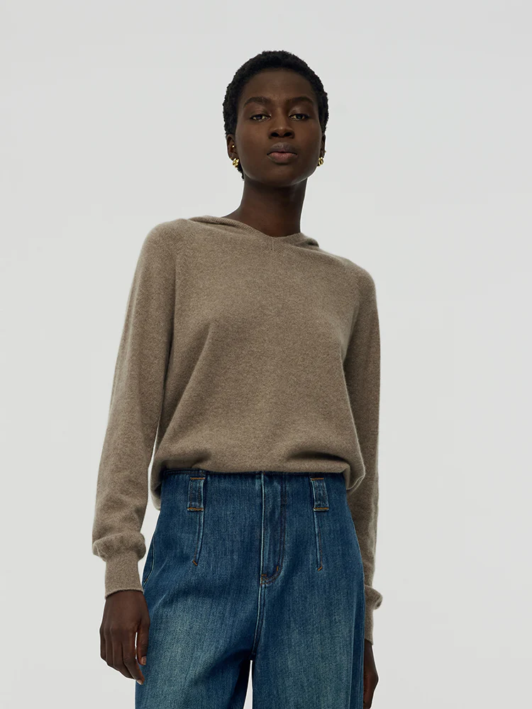 100% Cashmere Seamless Women Hooded Sweater - Image 5