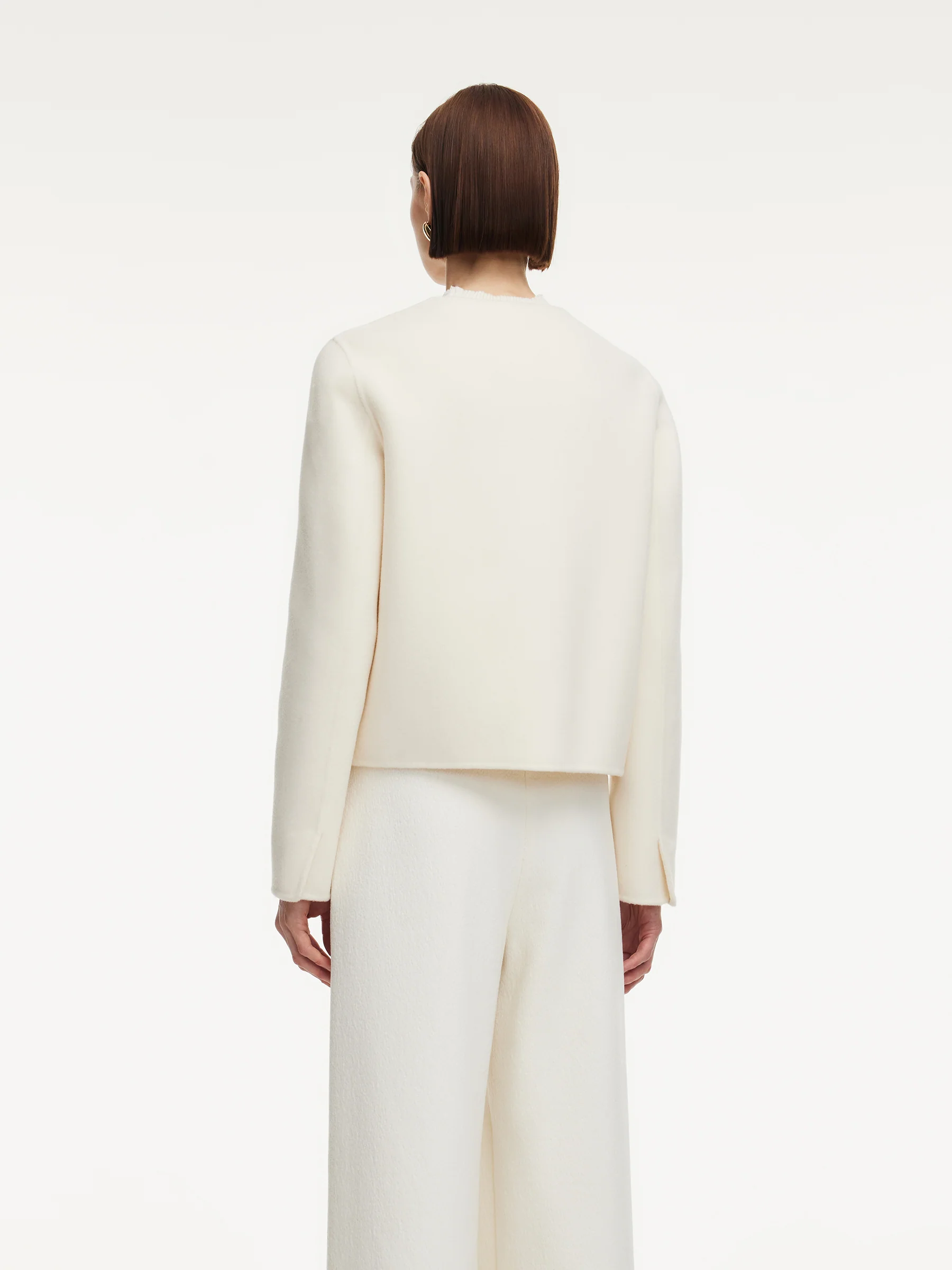 Cashmere Wool Blend Double-Faced Women Crop Jacket - Image 4
