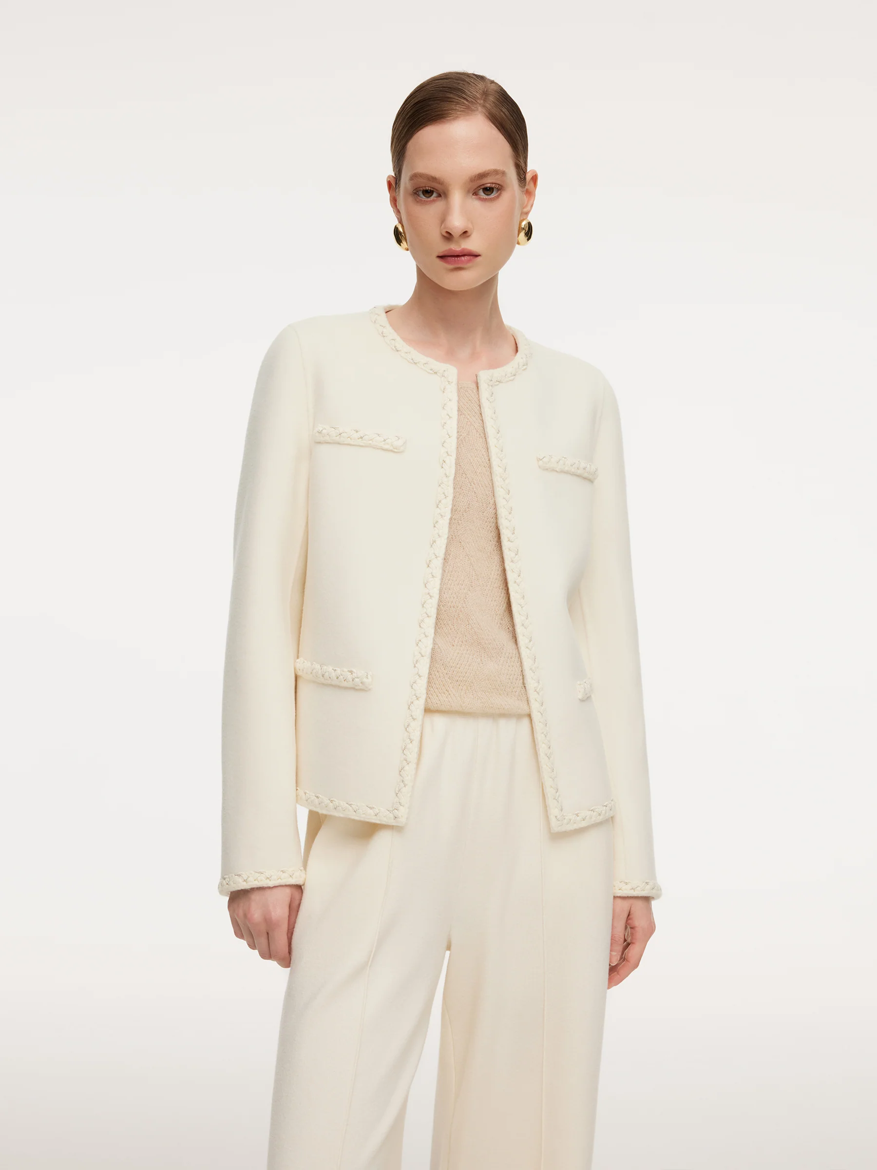 Cashmere Wool Blend Double-Faced Women Jacket