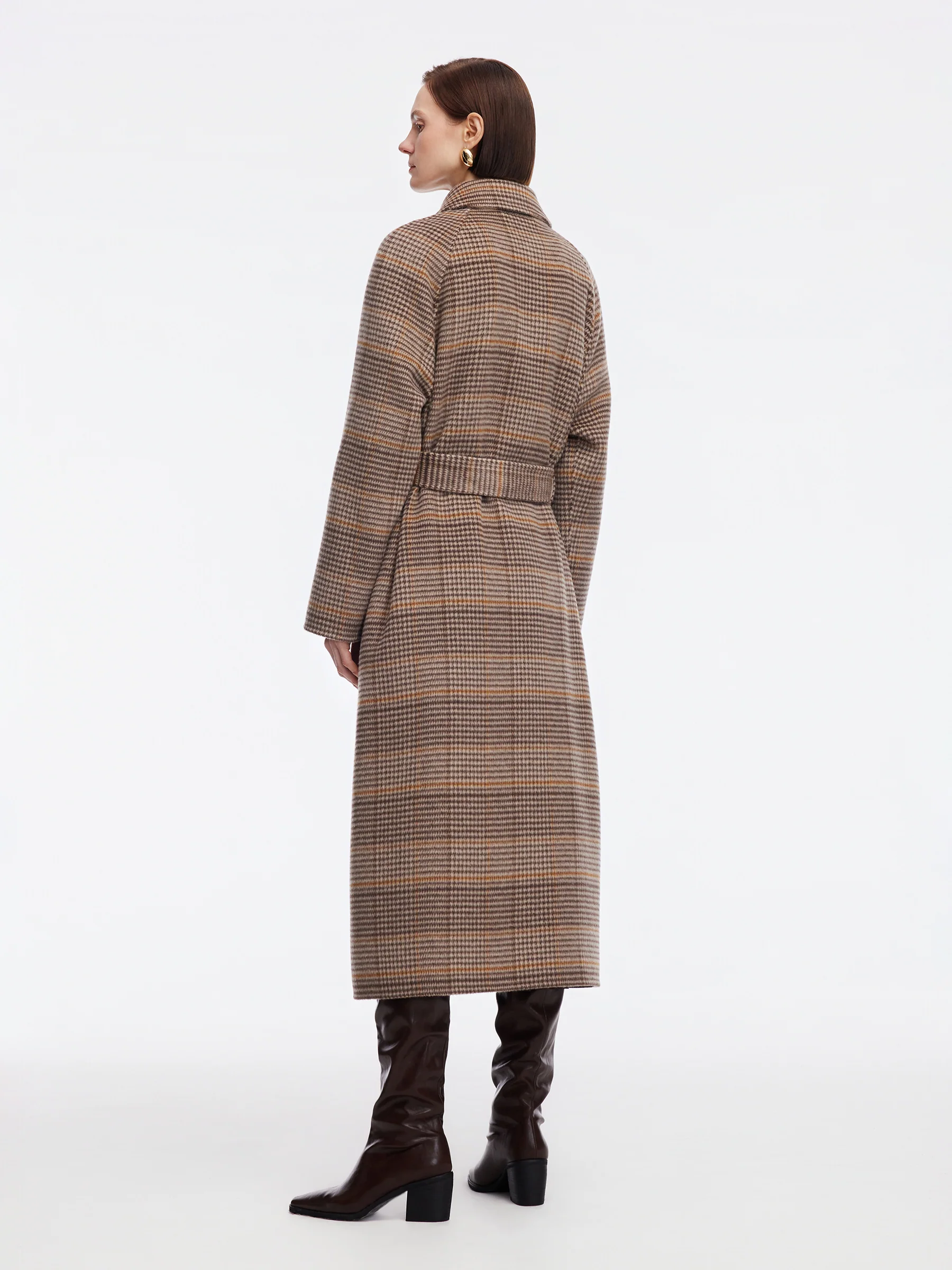 Cashmere Wool Blend Plaid Double-Faced Women Wrap Overcoat - Image 5