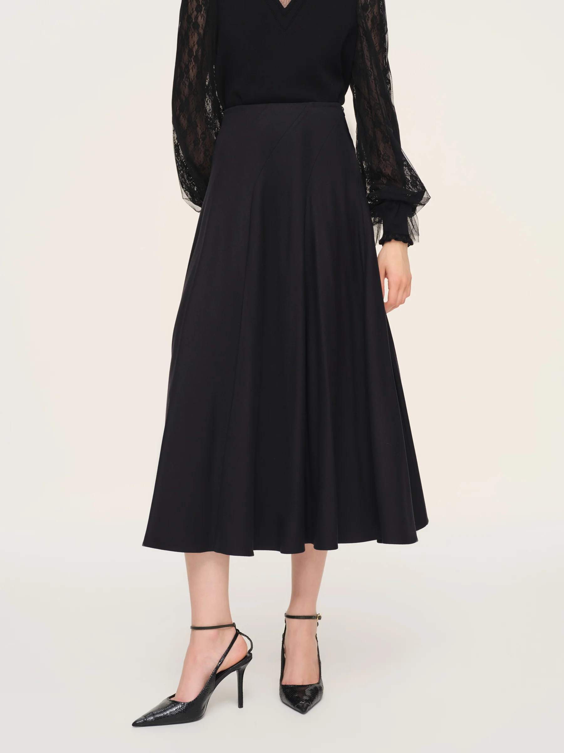 Cashmere Wool Blend Stretch Women Skirt