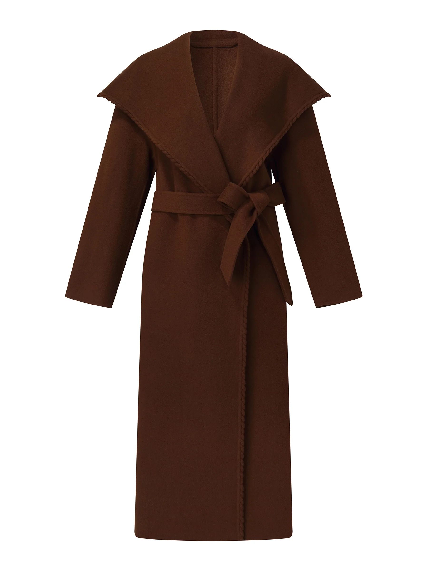 Cashmere Wool Blend Wide Collar Double-Faced Women Wrap Overcoat - Image 8