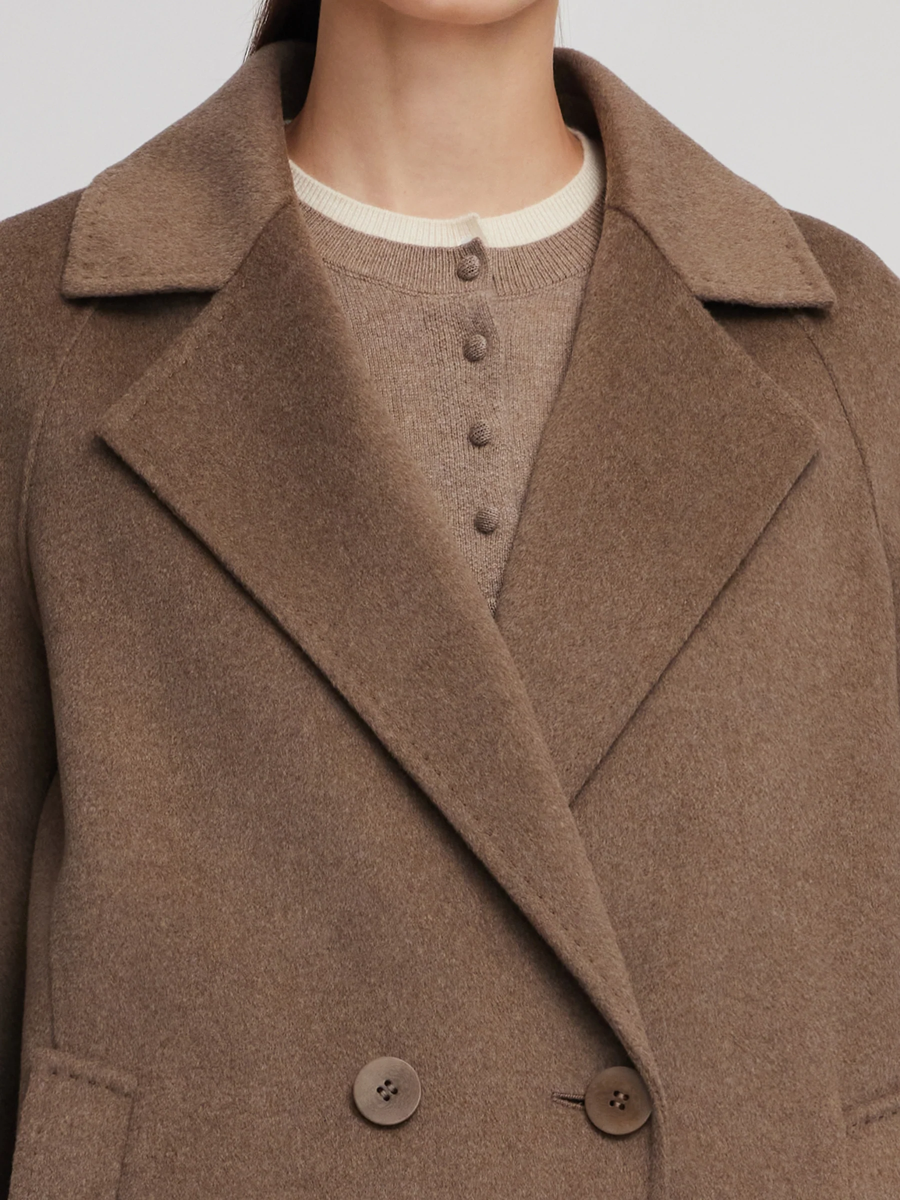Cashmere Wool Blend H-Line Women Overcoat - Image 6