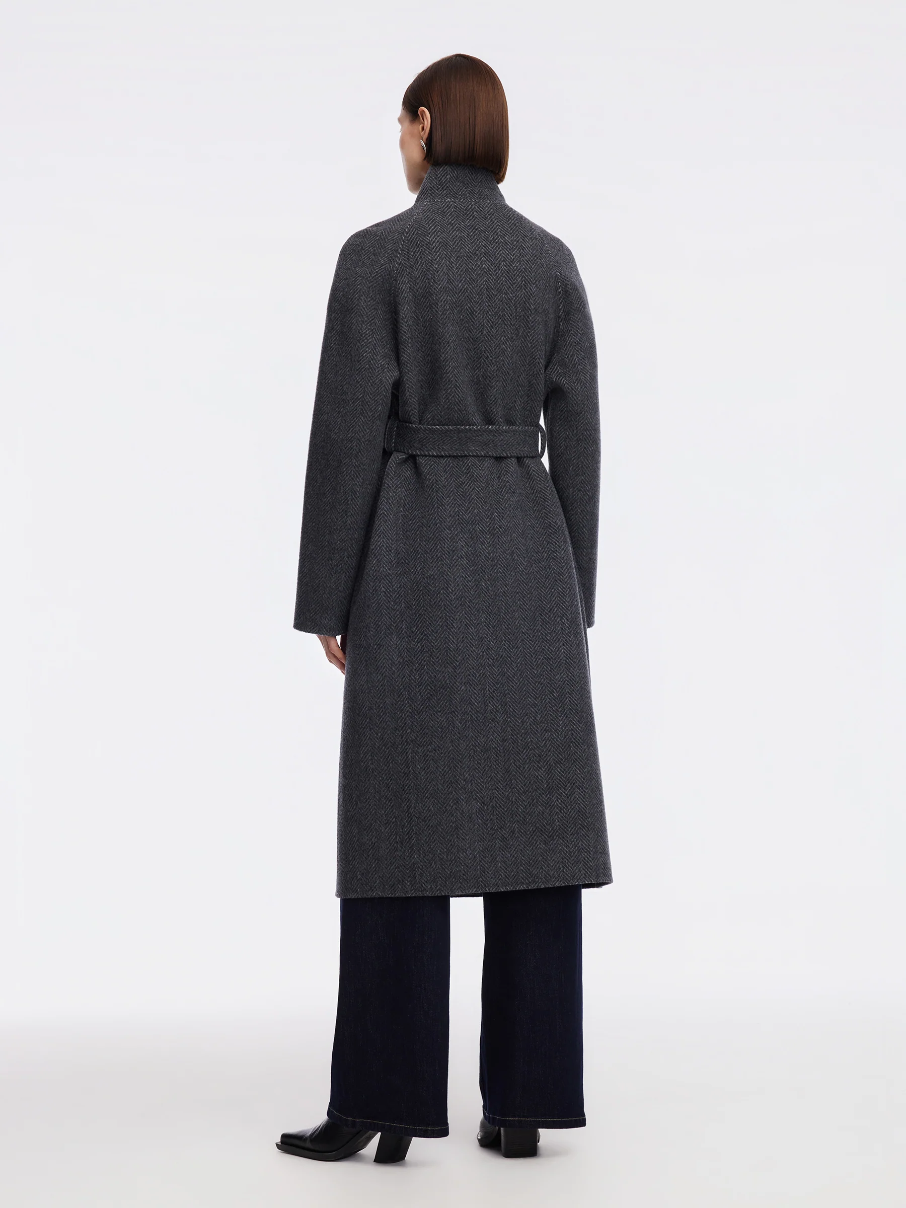 Cashmere Wool Blend Double-Faced Women Self-Tie Belt Overcoat - Image 6