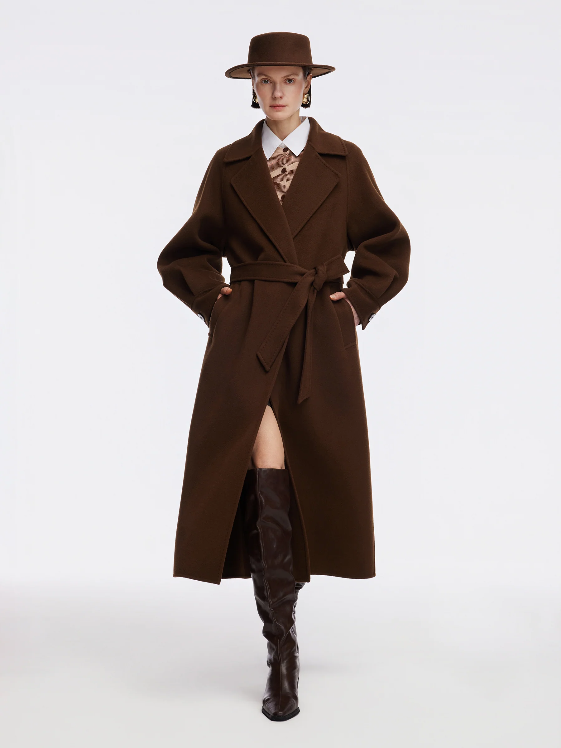 Cashmere Wool Double-Faced Women Wrap Overcoat - Image 4