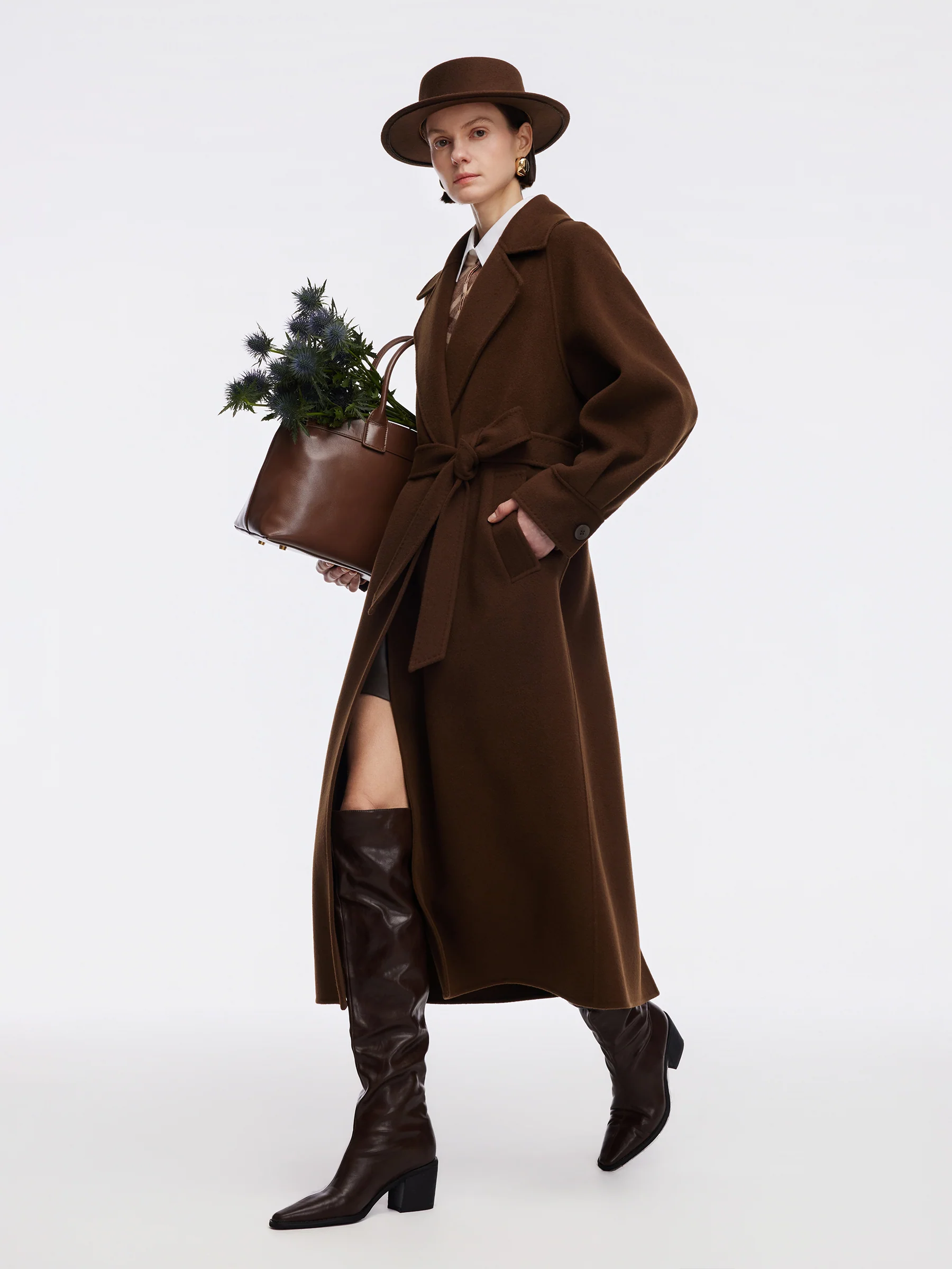 Cashmere Wool Double-Faced Women Wrap Overcoat - Image 6