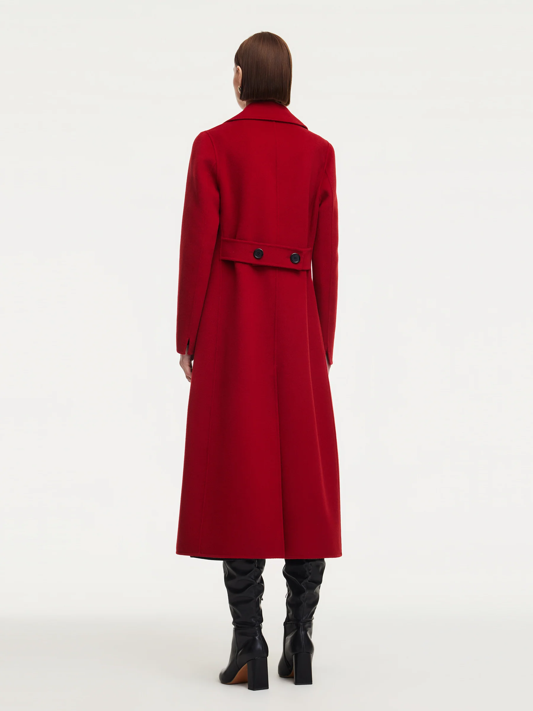 Cashmere Wool Blend Notched Collar Double-Faced Women Overcoat - Image 4