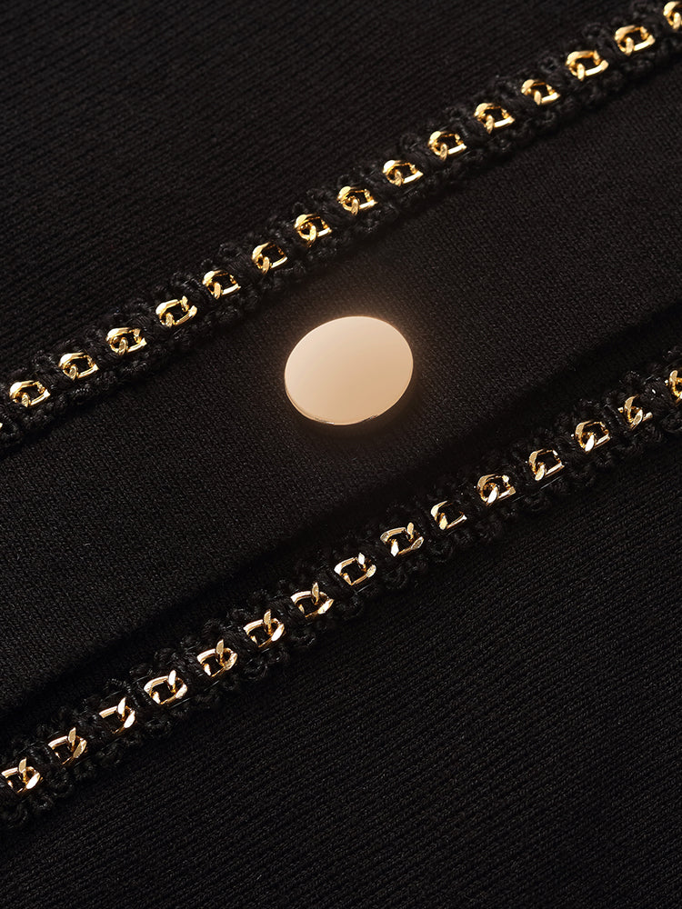 Chain Trim Knitted Jacket And Vest Dress Two-Piece Set - Image 12