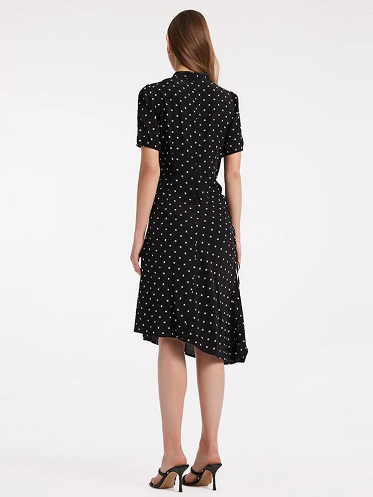 Star Print Asymmetric Hem Cheongsam Qipao Midi Dress - Image 3