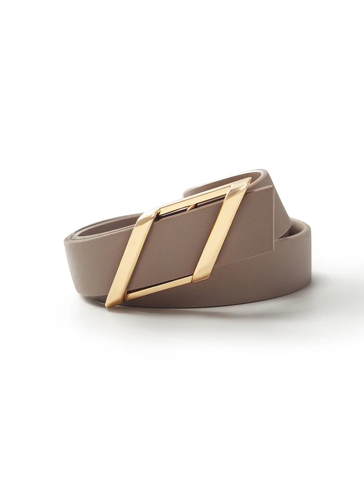 Chic Parallelogram Metal Buckle Leather Women Belt - Image 2