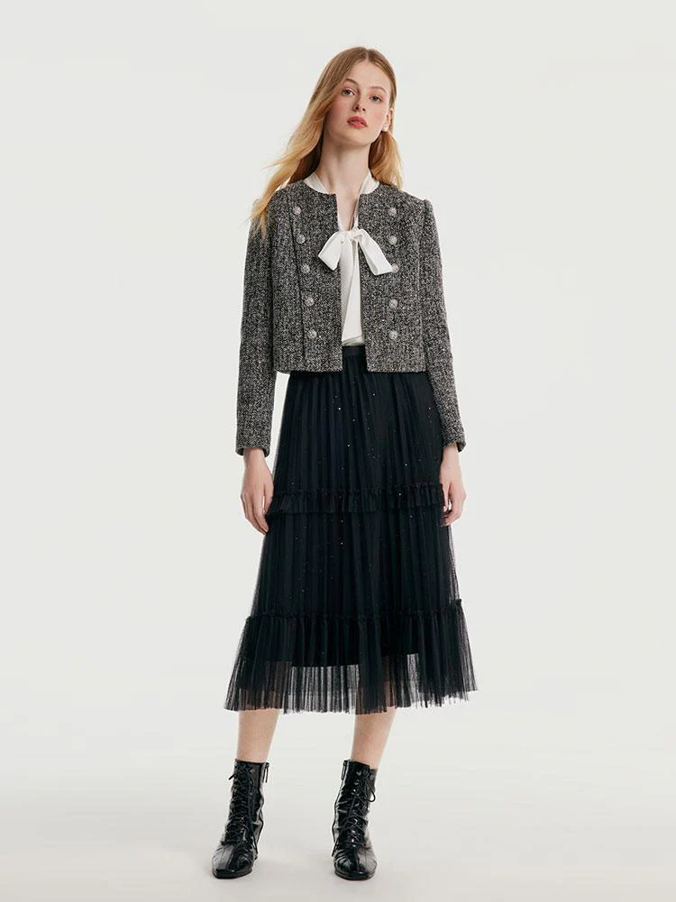 Classic Tweed Cropped Women Jacket - Image 2
