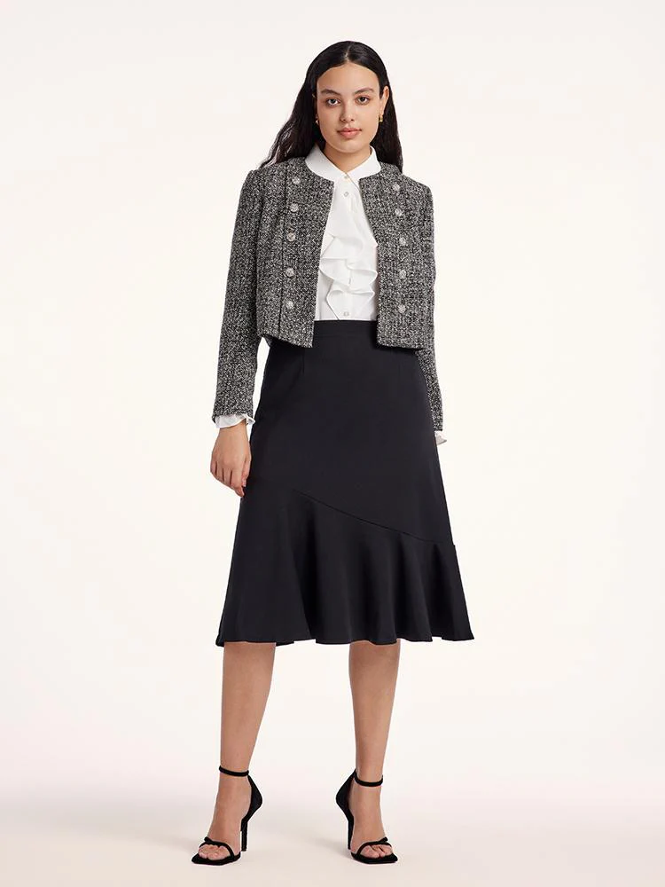 Classic Tweed Cropped Women Jacket - Image 7