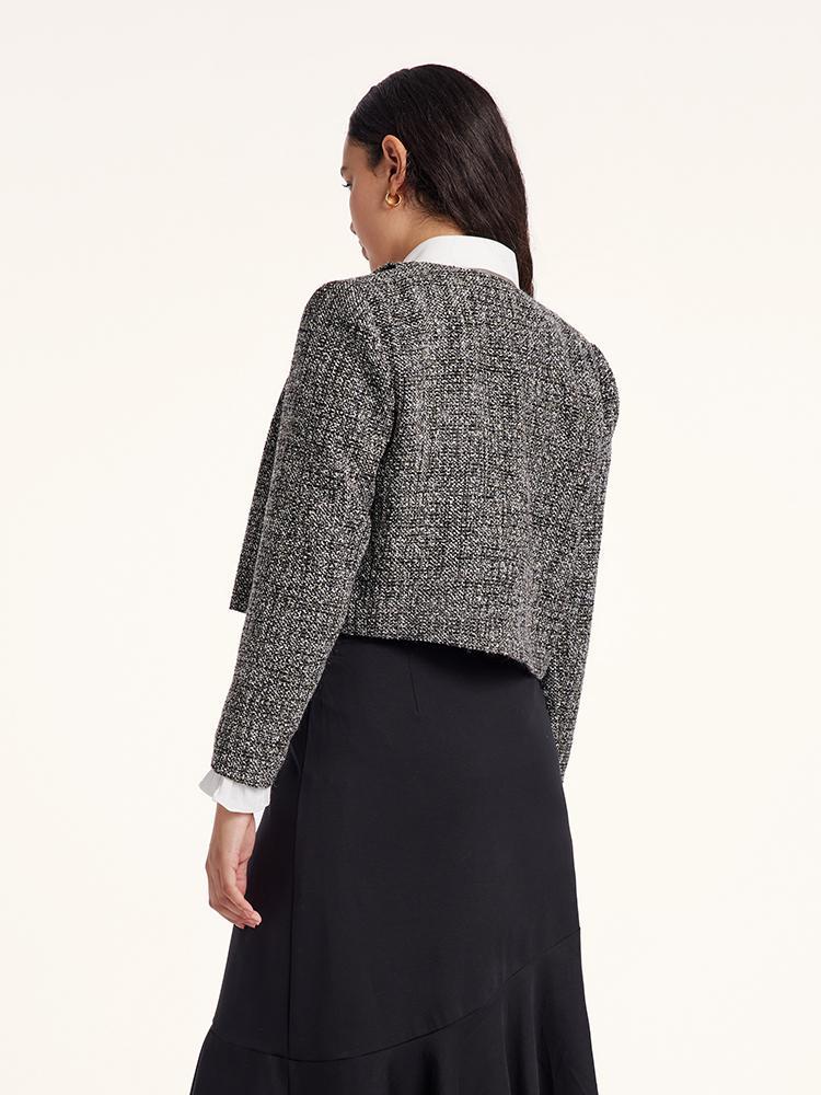 Classic Tweed Cropped Women Jacket - Image 9