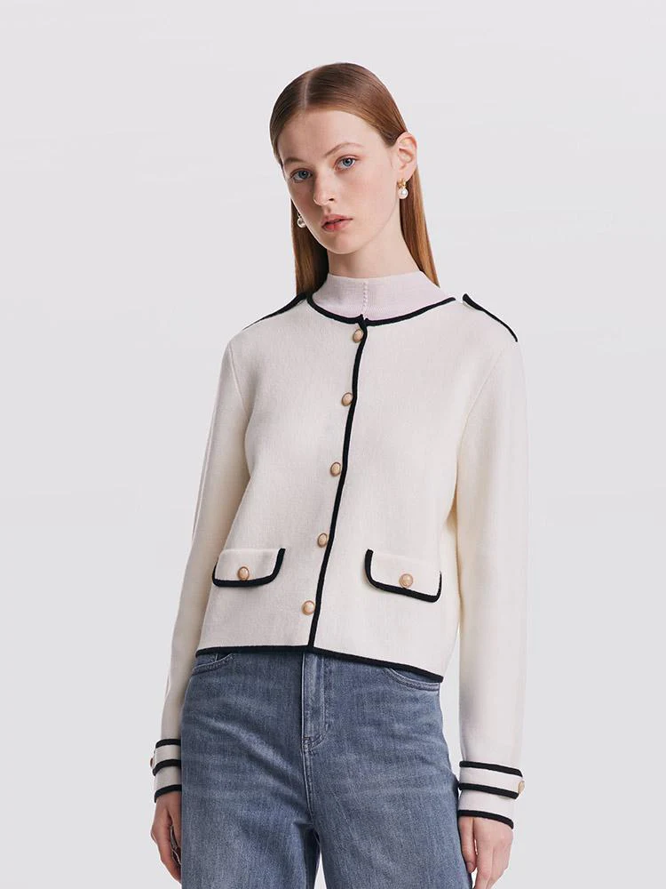 Contrast Soft Woolen Cardigan - Image 6